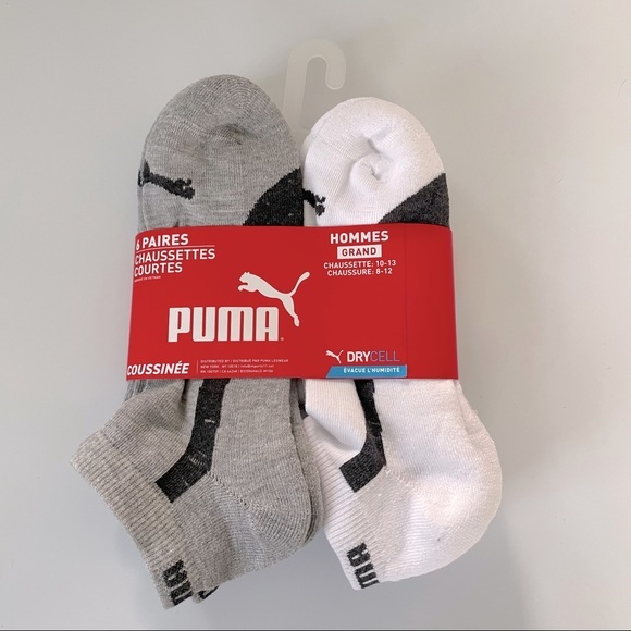 Puma men’s low cut socks 6 pack size 8-12 white black gray DryCell - Picture 2 of 2